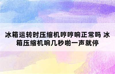 冰箱运转时压缩机哼哼响正常吗 冰箱压缩机响几秒啪一声就停